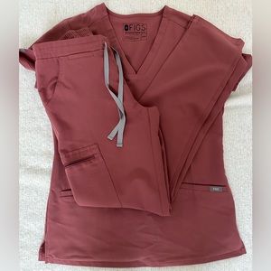 COPY - Mauve Casma Three-Pocket Scrub Top XXS Mauve Yola Skinny Scrub Pants XXS